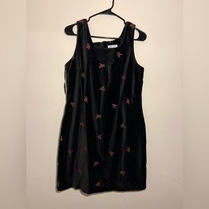 Vintage Black Velvet Lily Pulitzer dress with embroidered roses